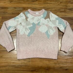 Abercrombie Kid’s Girl’s Size 15/16 Floral Pattern Pink Sweater - Christmas